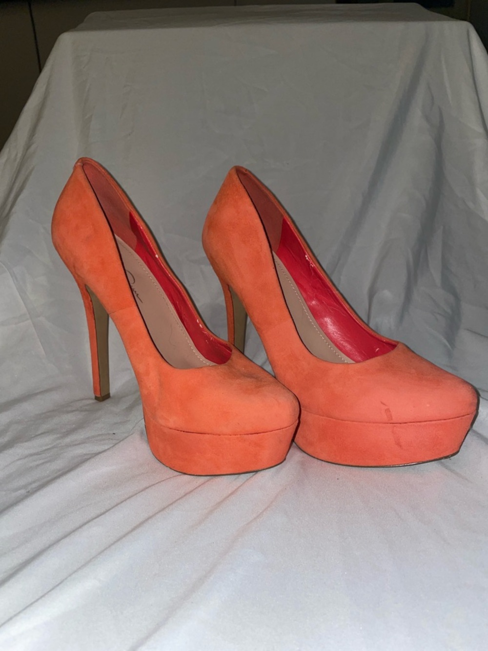 Jessica Simpson Orange Suede Platform Pumps